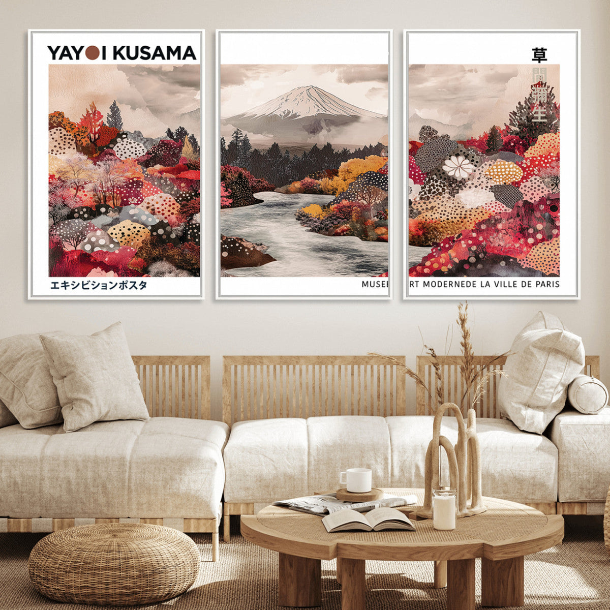 Modern Japanese Wall Art Canvas Print – Framed Abstract
