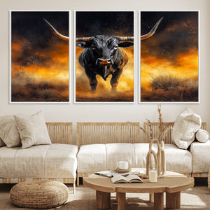 Longhorn Canvas Wall Art Canvas Print – Framed Bold Bull