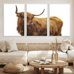 Highland Cow Wall Art Canvas Print – Framed Farmhouse Rustic