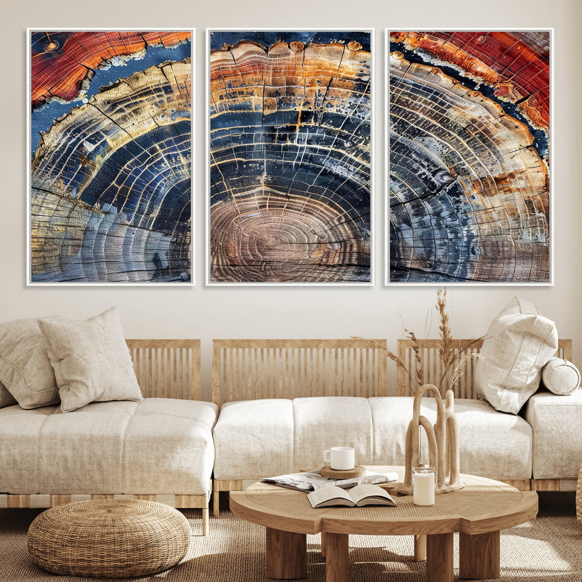 Tree Rings Wall Art Canvas Print – Framed Wood Art Picture