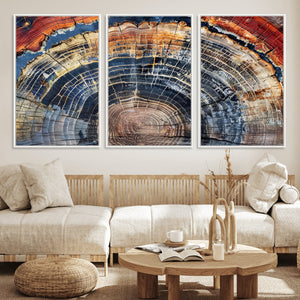 Tree Rings Wall Art Canvas Print – Framed Wood Art Picture