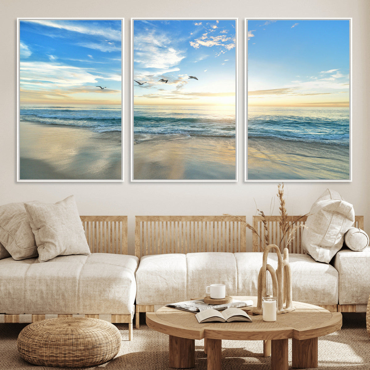Minimalist Seaside Wall Art Canvas Print – Morning Glow