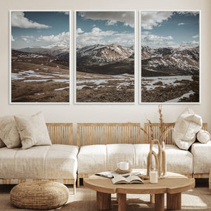 Mountain Landscape Wall Art Canvas Print – Framed Snowy