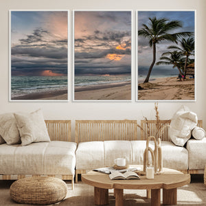 Tropical Storm Wall Art Canvas Print – Framed Moody Beach