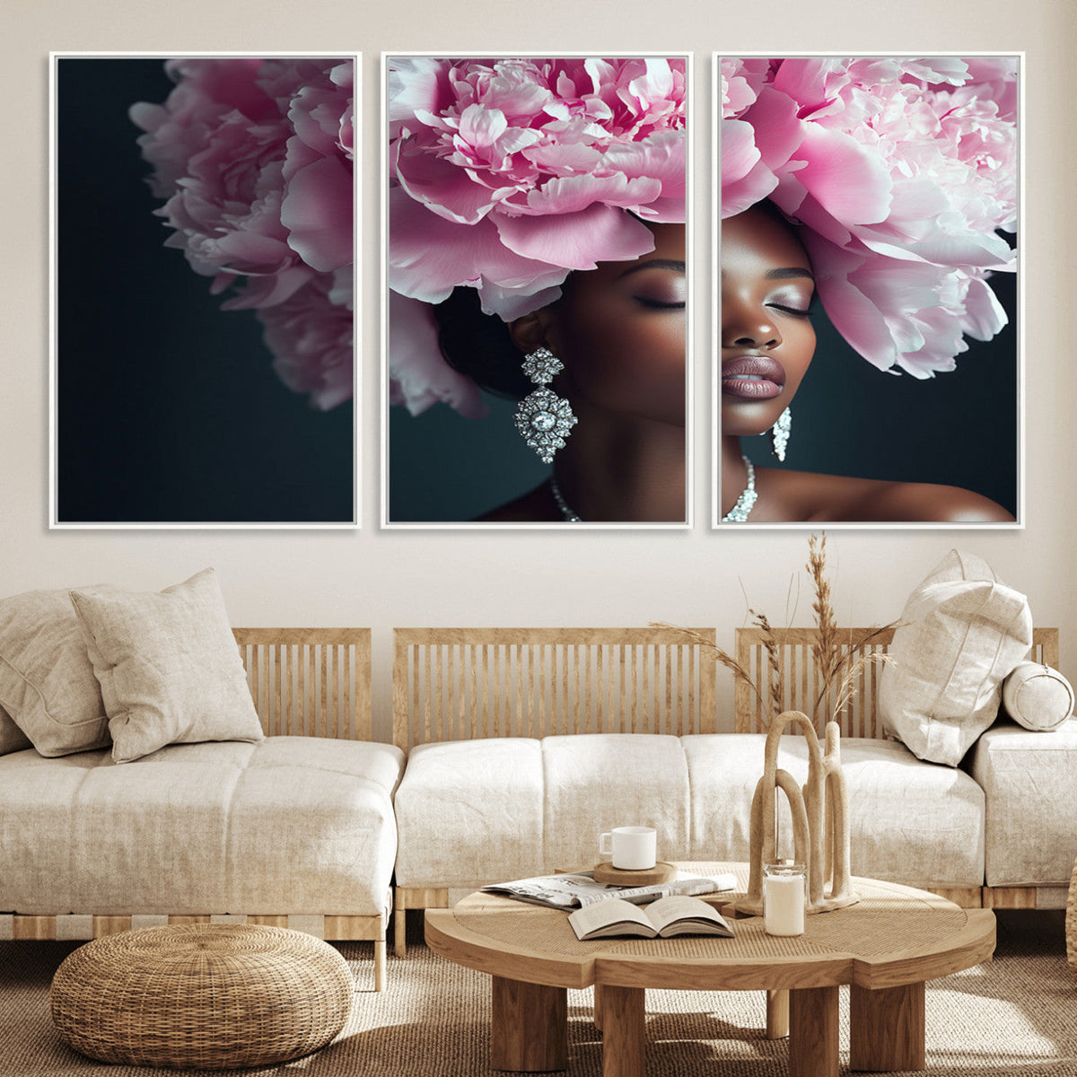 Black Beauty Petal Crown Wall Art Canvas Print – Floral