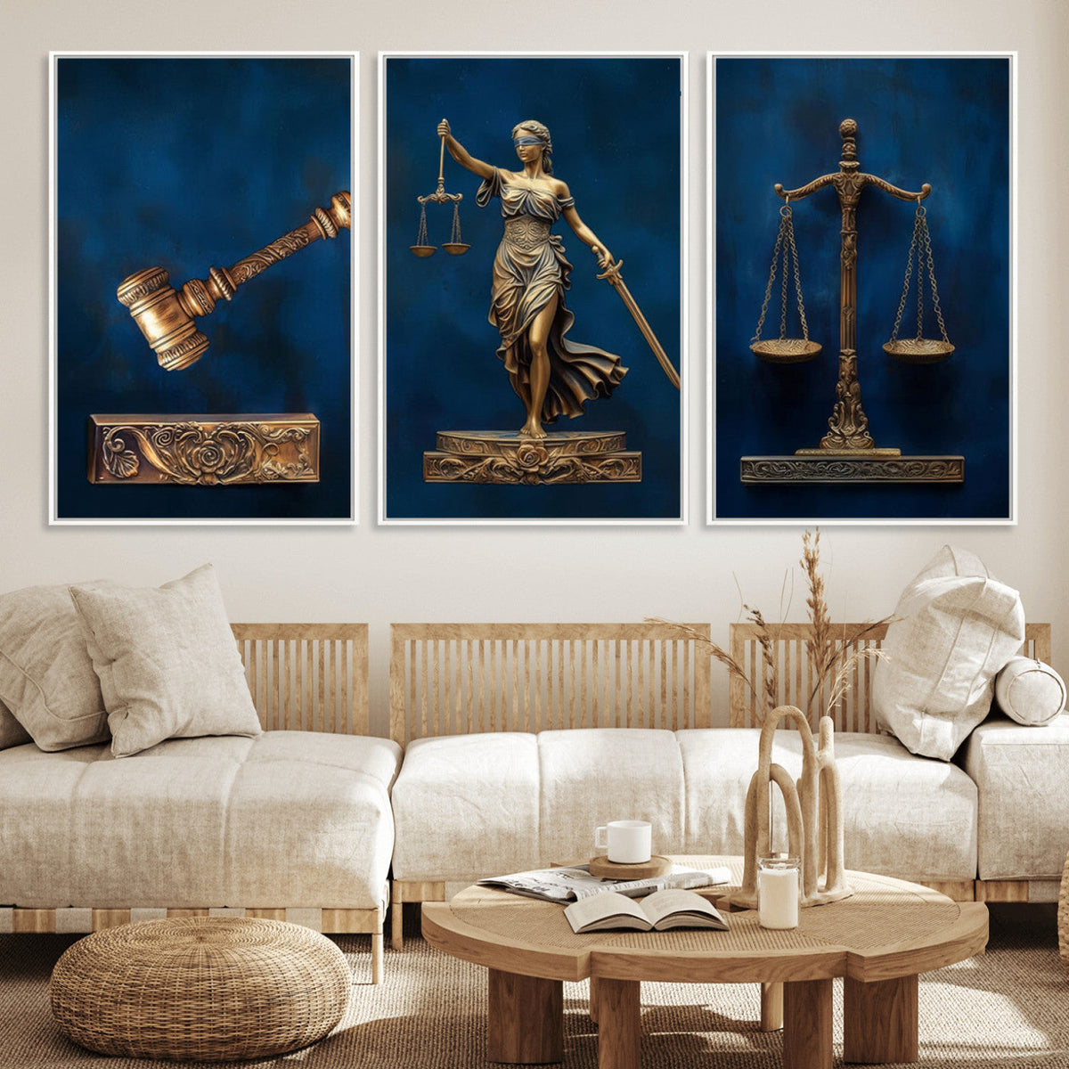 Lady Justice Wall Art Canvas Print – Elegant Gold Legal