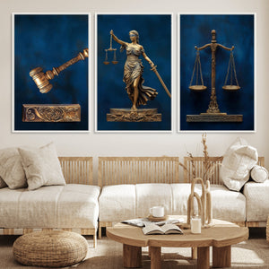 Lady Justice Wall Art Canvas Print – Elegant Gold Legal