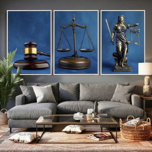 Legal Justice Wall Art Canvas Print – Gavel, Scales & Lady