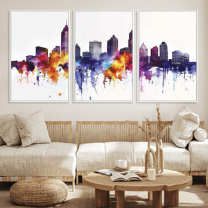 Atlanta Skyline Wall Art Canvas Print – Framed Colorful