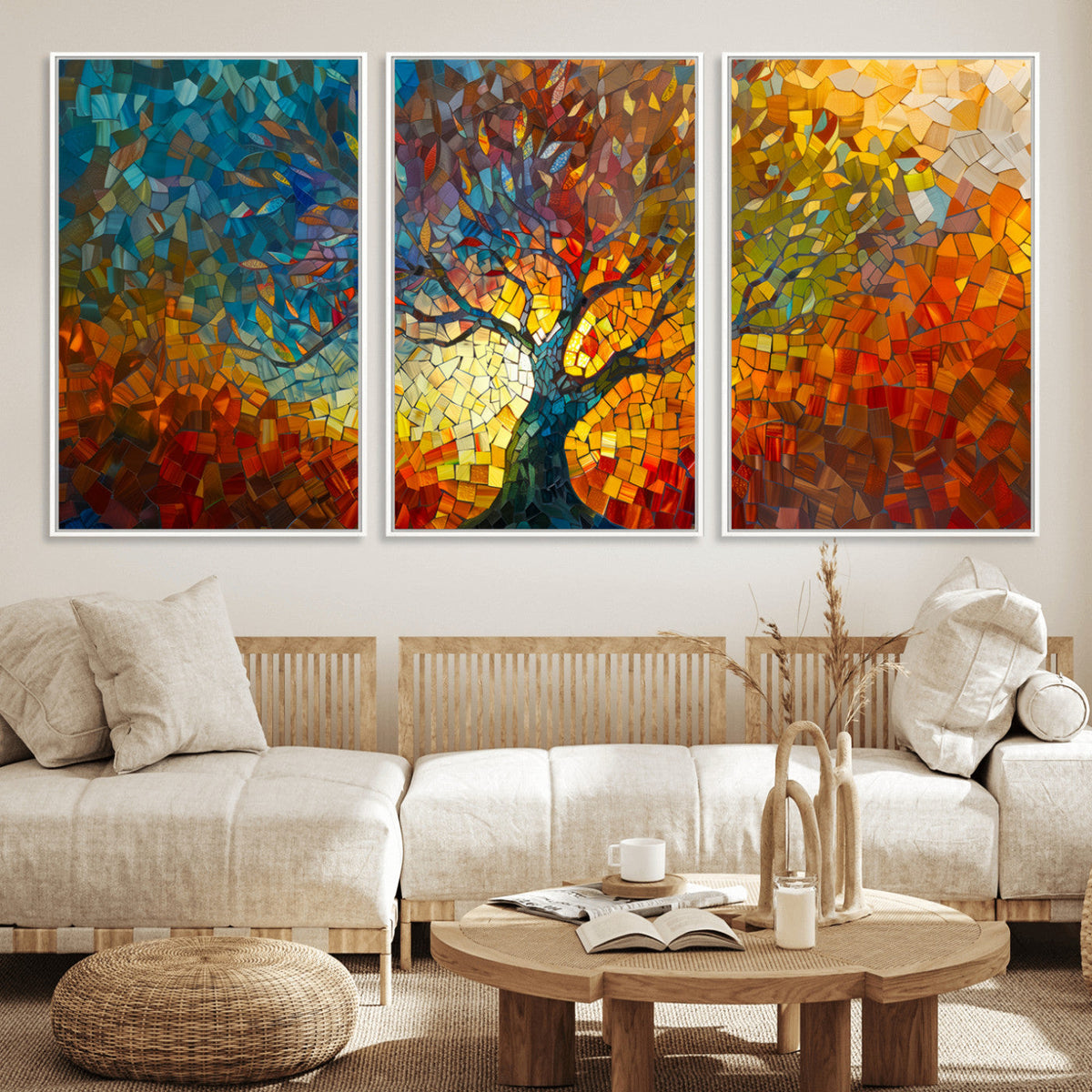 Yggdrasil Tree of Life Mosaic Stained Glass Wall Art, Tree