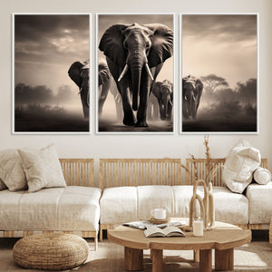 Elephant Family Wall Art Canvas Print, Framed Elephant Wall