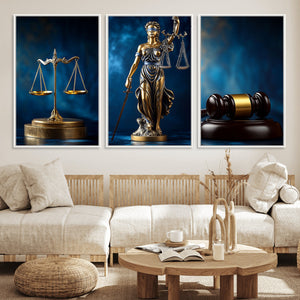Justice Scales Statue Wall Art, Lady Justice Canvas Print,