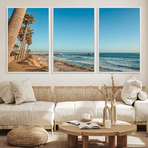 Scenic Beach Wall Art Canvas Print – Tall Palm Trees, Sandy