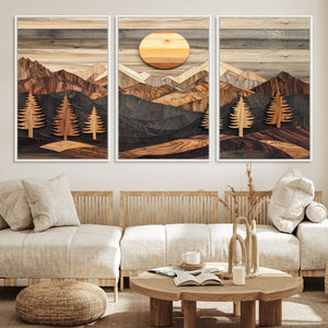 Wood Mountain Wall Art Canvas Print – Layered Forest and