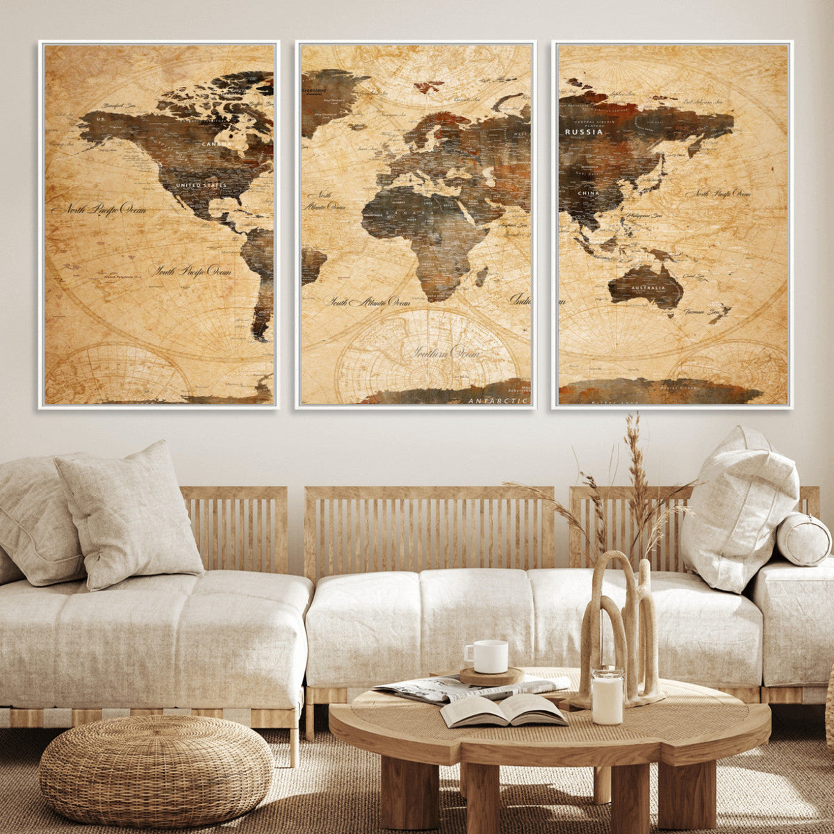 Push Pin World Map Canvas Print – Travel Tracker Wall Art