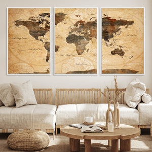 Push Pin World Map Canvas Print – Travel Tracker Wall Art