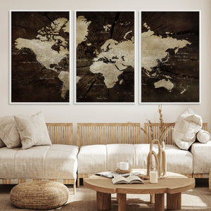 World Map Wall Art Canvas Print – Framed Travel Map Wall Art