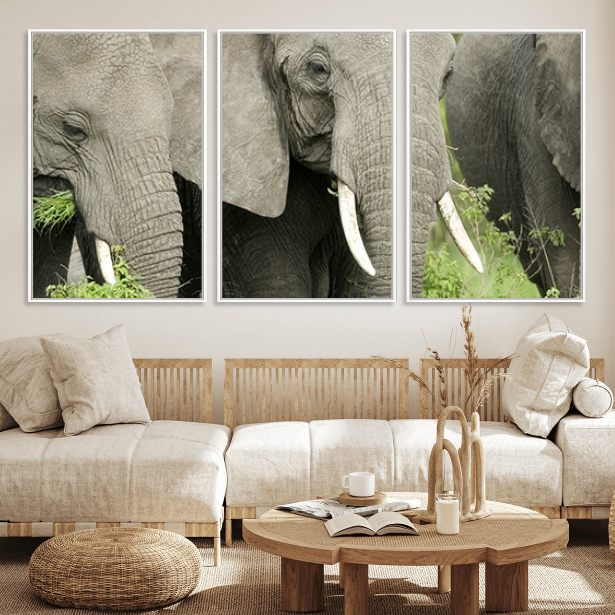 Wild Elephant Wall Art Canvas Print