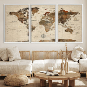 World Map Canvas Print – Framed Detailed Map of the World