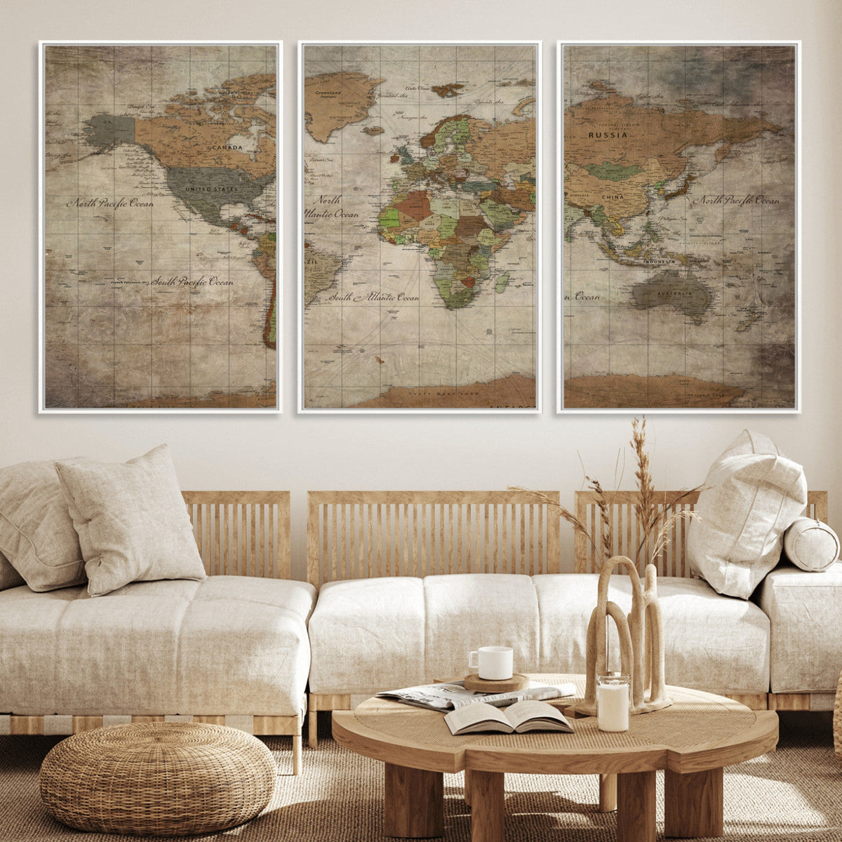 World Map Canvas Print – Framed Travel Map Wall Art for