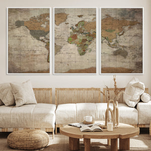 World Map Canvas Print – Framed Travel Map Wall Art for