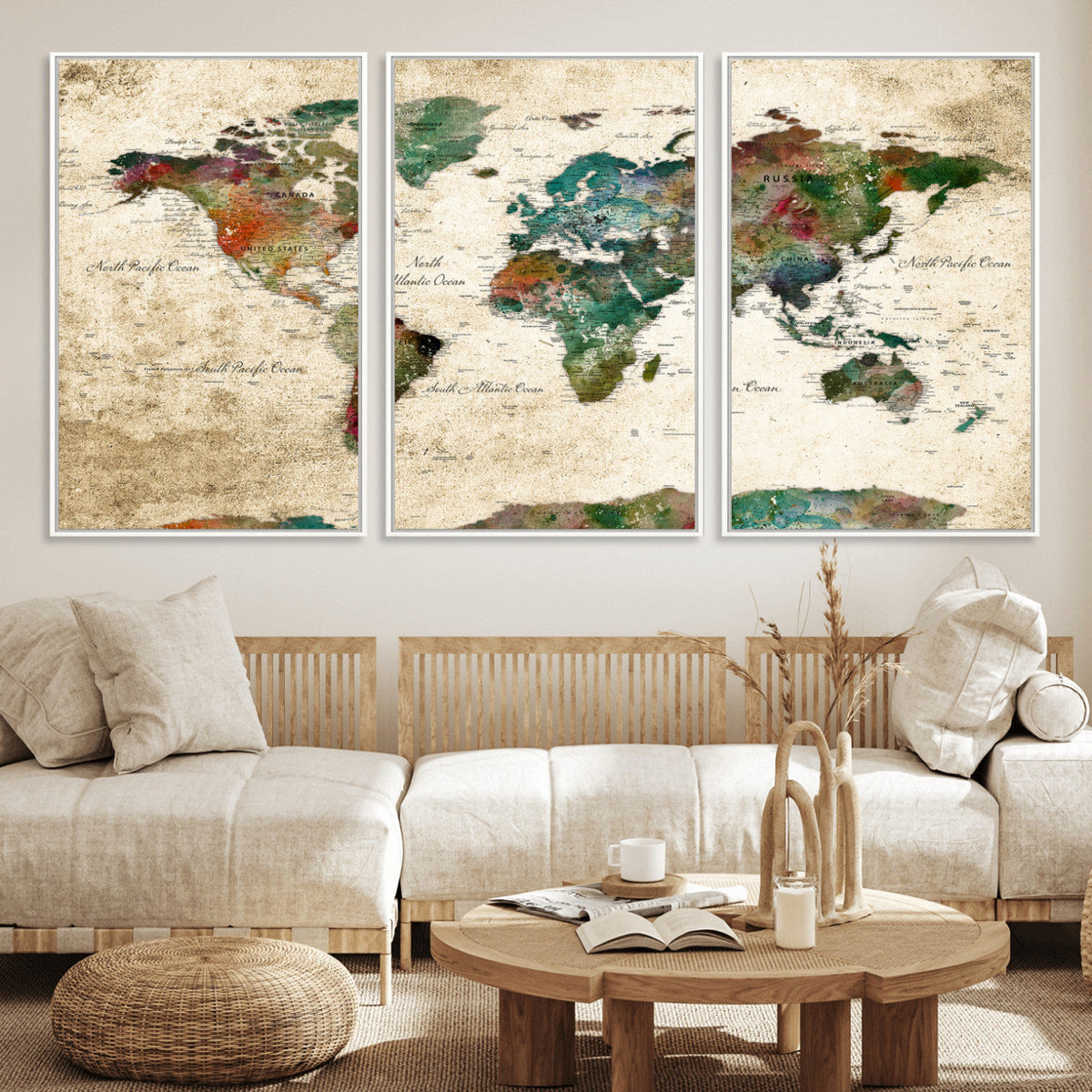 World Map Canvas Print – Framed Detailed Map of the World