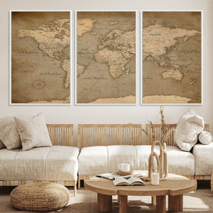 World Map Canvas Print – Framed Travel Map Wall Art for