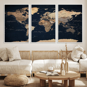World Map Canvas Print – Detailed Map of the World Wall Art
