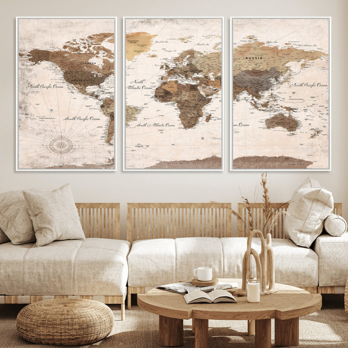 World Map Canvas Print – Framed Travel Map Wall Art for