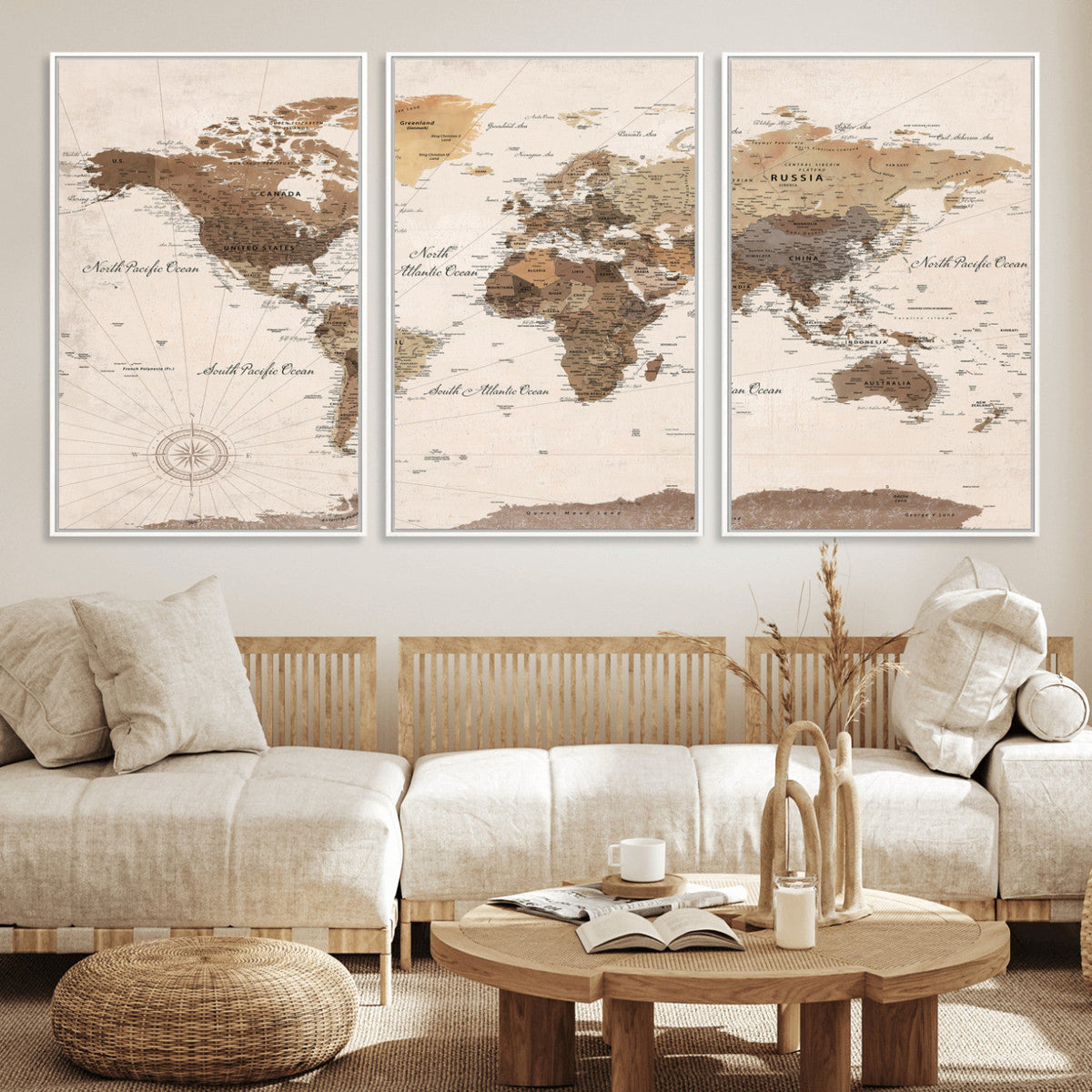 World Map Canvas Print – Framed Detailed Map of the World