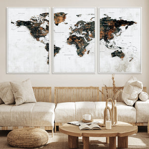 Large World Map Canvas Print – Framed Travel Map Wall Art
