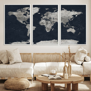 Colorful Watercolor World Map Canvas Print – Vibrant Framed
