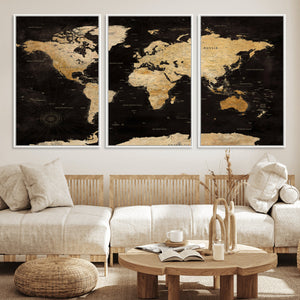 Extra Large World Map Canvas Print – Detailed Map Classic