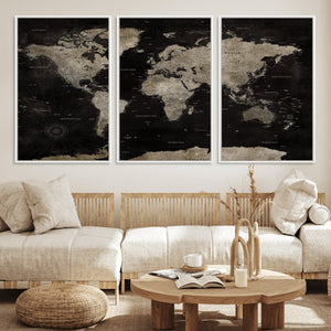 Detailed World Map Wall Art Print - Large Framed World Map