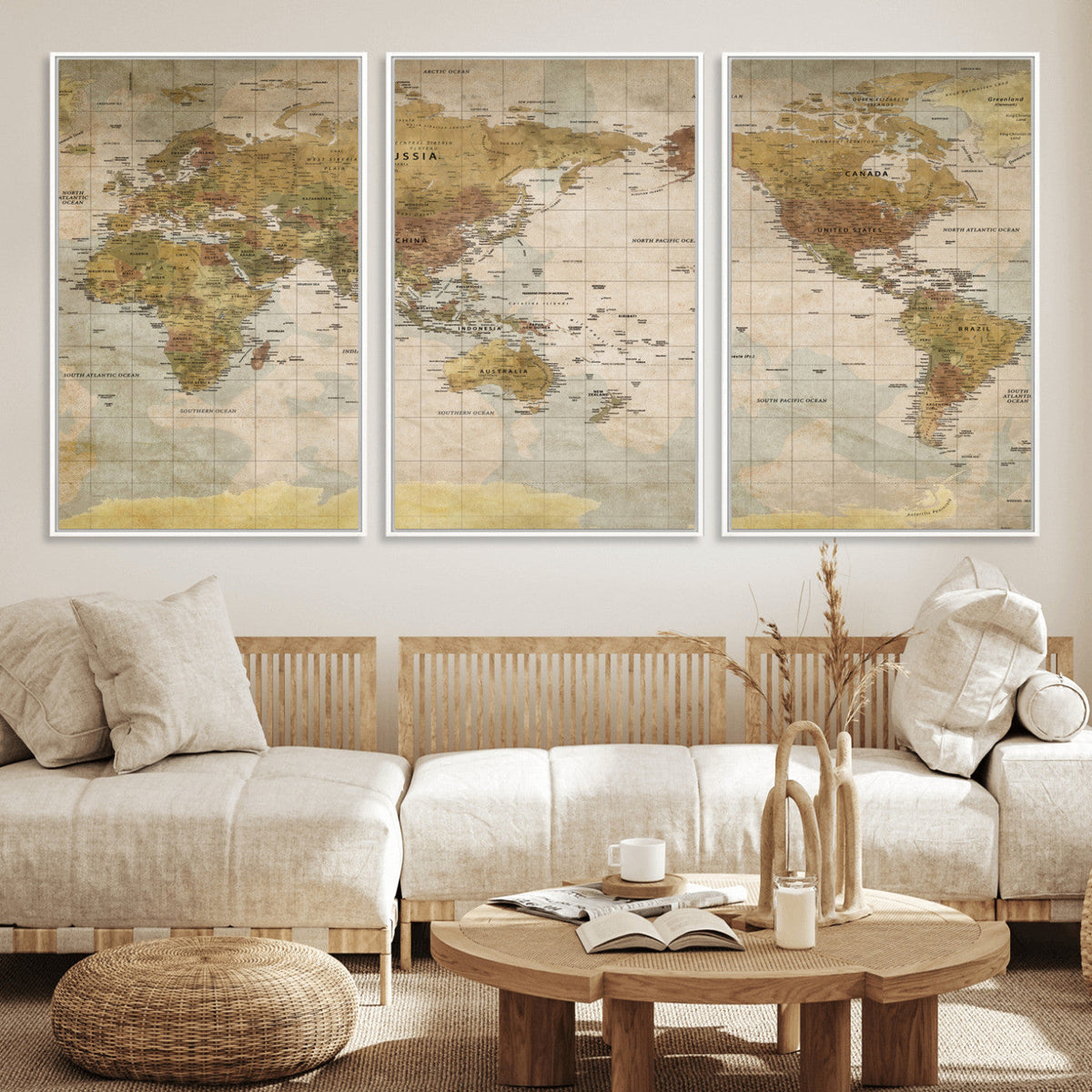 World Map Canvas Print – Detailed Map of the World Wall Art