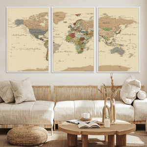 Extra Large World Map Canvas Print – Detailed Map of the