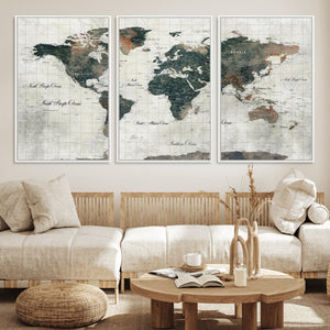 World Map Canvas Print – Framed Travel Map Wall Art for