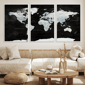 World Map Canvas Print – Framed Push Pin Wall Art, Color