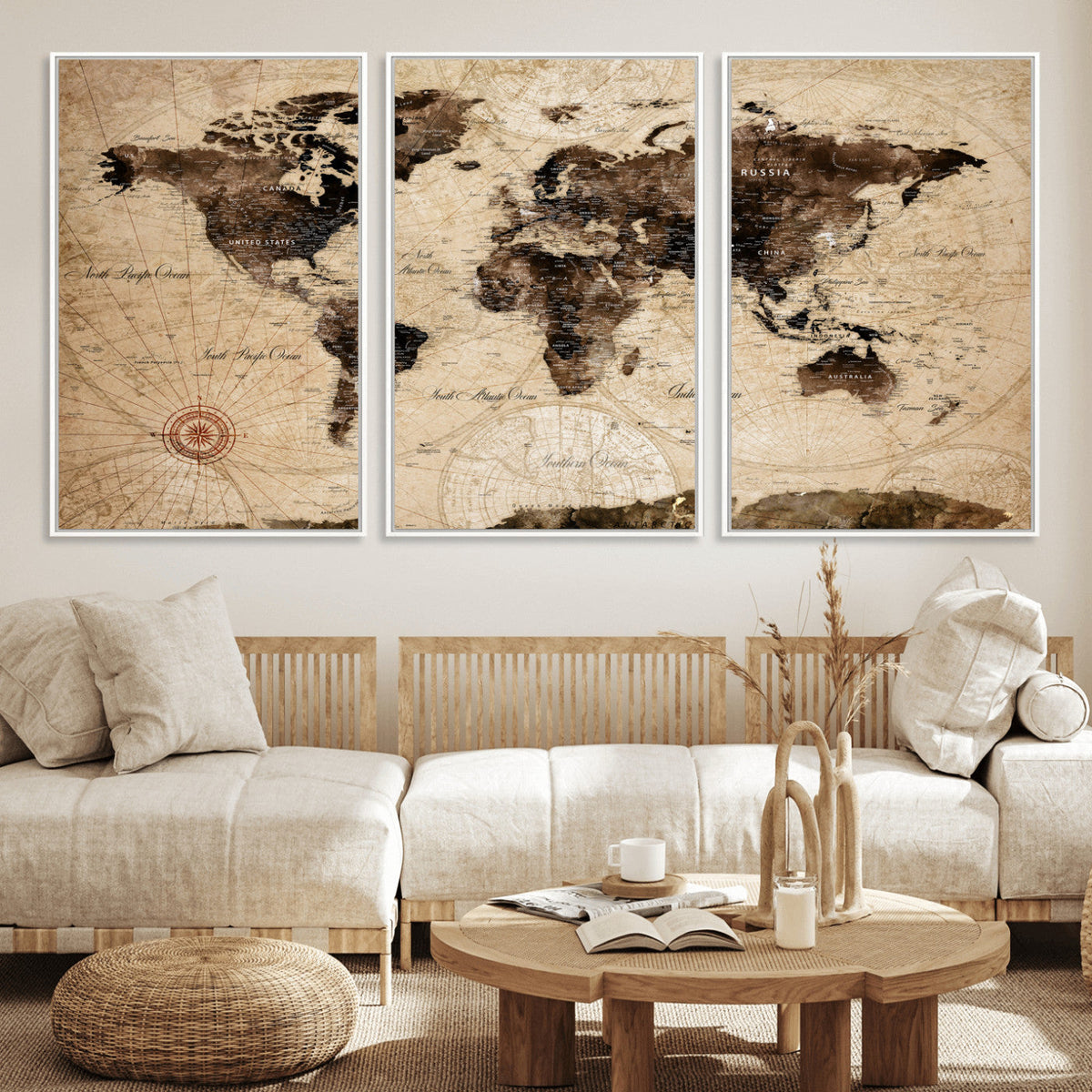 World Map Wall Art Canvas Print