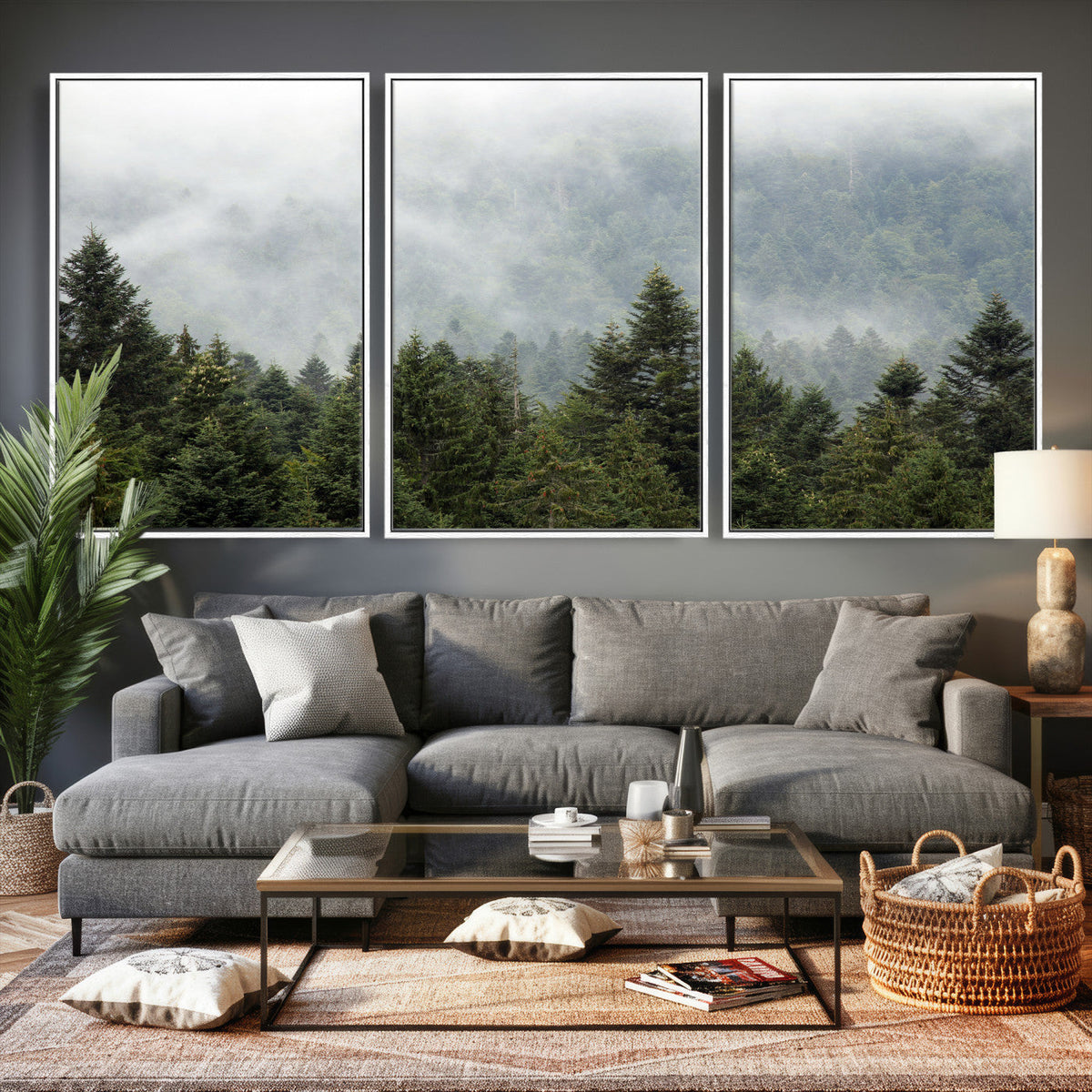 Misty Mountain Forest Wall Art Canvas Print