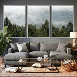 Misty Mountain Forest Wall Art Canvas Print
