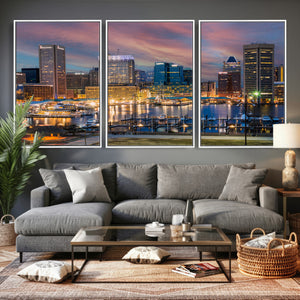 Baltimore Skyline Wall Art Canvas Print, Baltimore Downtown