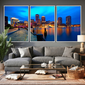 Boston Wall Art Canvas Print, Boston City Downtown Night