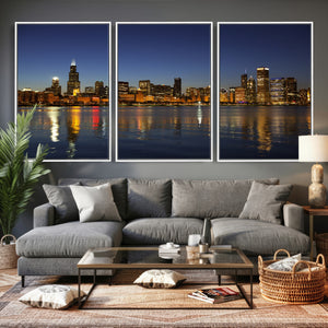 Chicago Wall Art Canvas Print - Chicago City Downtown Night