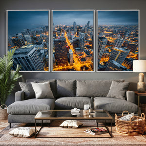 Chicago Wall Art Canvas Print - Chicago City Downtown Night
