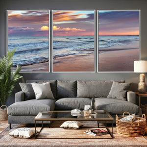 Ocean Sunset Wall Art Canvas Print – Coastal Beach