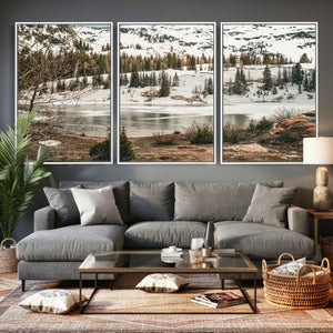 Snowy Mountain Landscape Wall Art Canvas Print, Alpine Pine