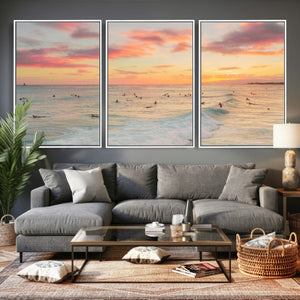 Sunset Beach Wall Art Canvas Print – Soft Coastal