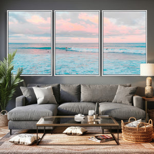 Ocean Wave Wall Art Canvas Print, Pastel Surf Seascape