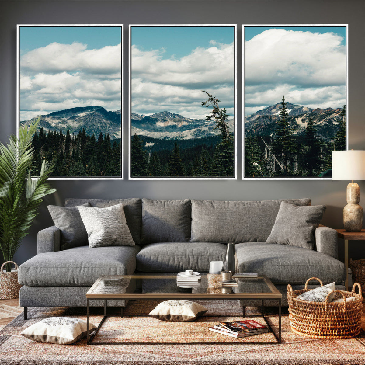 Mountain Forest Wall Art Canvas Print, Alpine Pine Tree